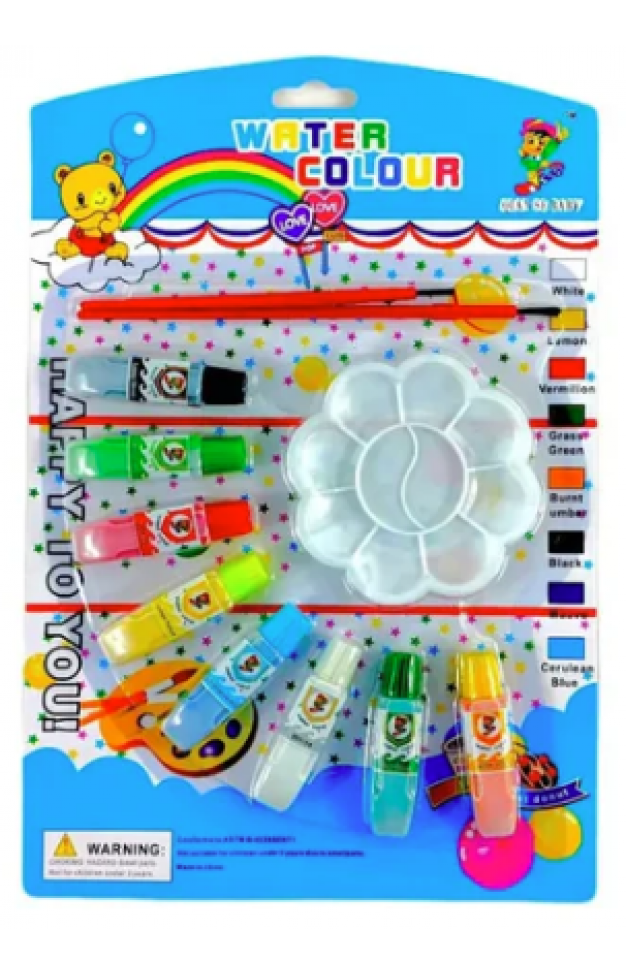 Water Colour 8 Colour Tube Pallat Brush Set 1008